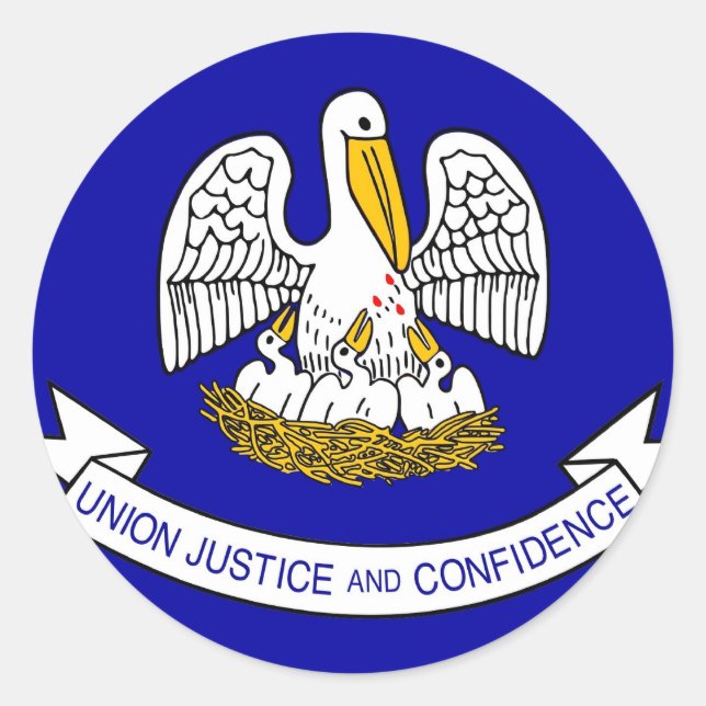 Adesivo Redondo Vinheta com Bandeira da Louisiana (Frente)