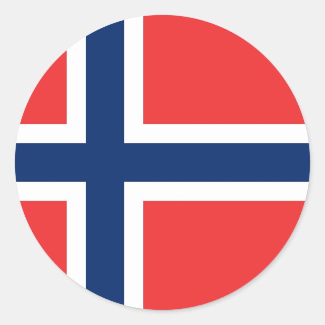 Adesivo Redondo Vinheta com bandeira da Noruega (Frente)
