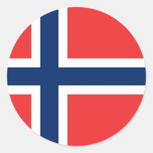 Adesivo Redondo Vinheta com bandeira da Noruega