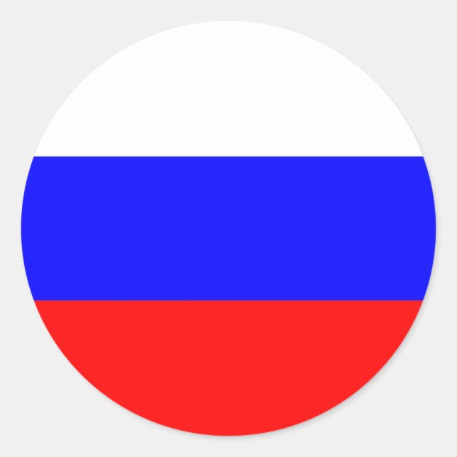 Adesivo Redondo Vinheta com bandeira da Rússia (Frente)