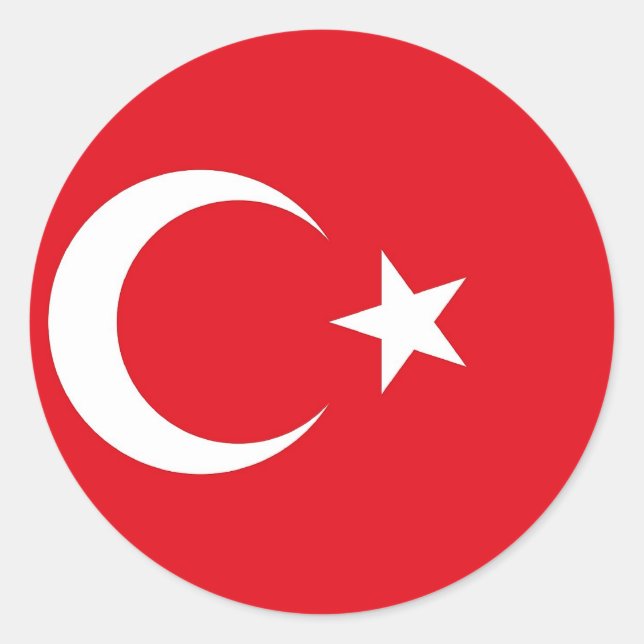 Adesivo Redondo Vinheta com bandeira da Turquia (Frente)