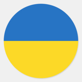 Adesivo Redondo Vinheta com bandeira da Ucrânia