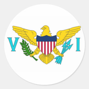 Adesivo Redondo Vinheta com bandeira das Ilhas Virgens