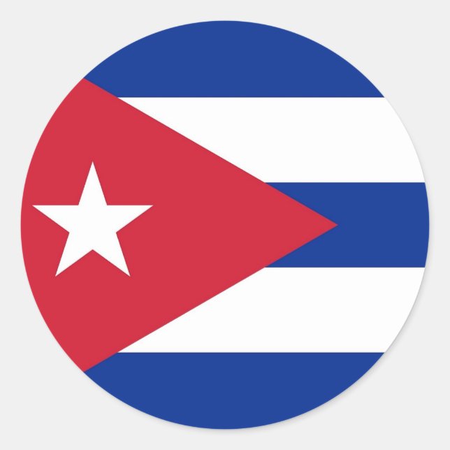 Adesivo Redondo Vinheta com Bandeira de Cuba (Frente)