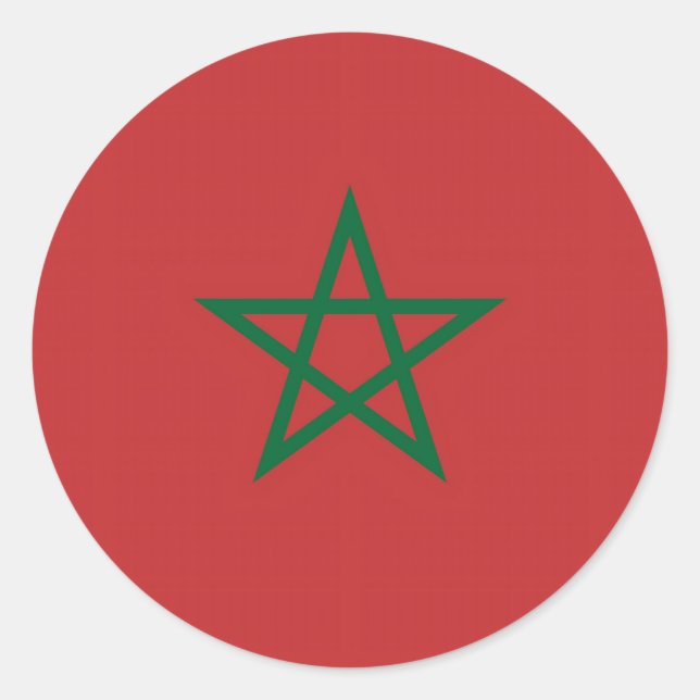 Adesivo Redondo Vinheta com Bandeira de Marrocos (Frente)