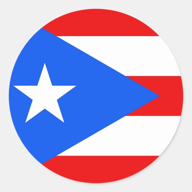 Adesivo Redondo Vinheta com bandeira de Porto Rico (Frente)