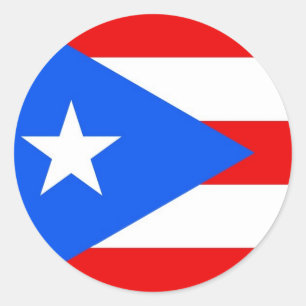 Adesivo Redondo Vinheta com bandeira de Porto Rico