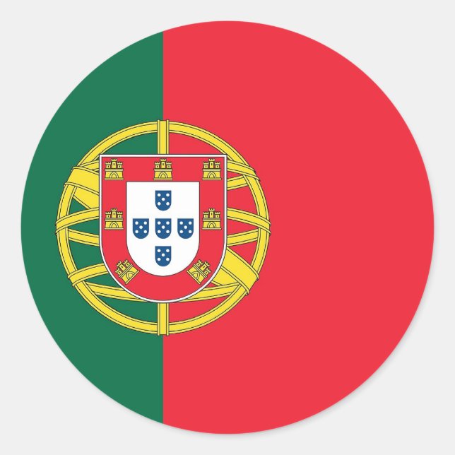 Adesivo Redondo Vinheta com bandeira de Portugal (Frente)