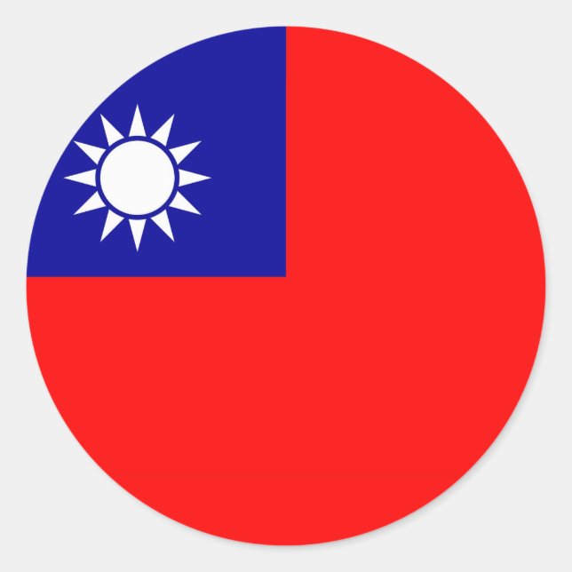 Adesivo Redondo Vinheta com bandeira de Taiwan (Frente)
