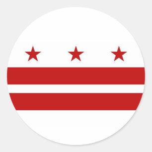 Adesivo Redondo Vinheta com bandeira de Washington DC