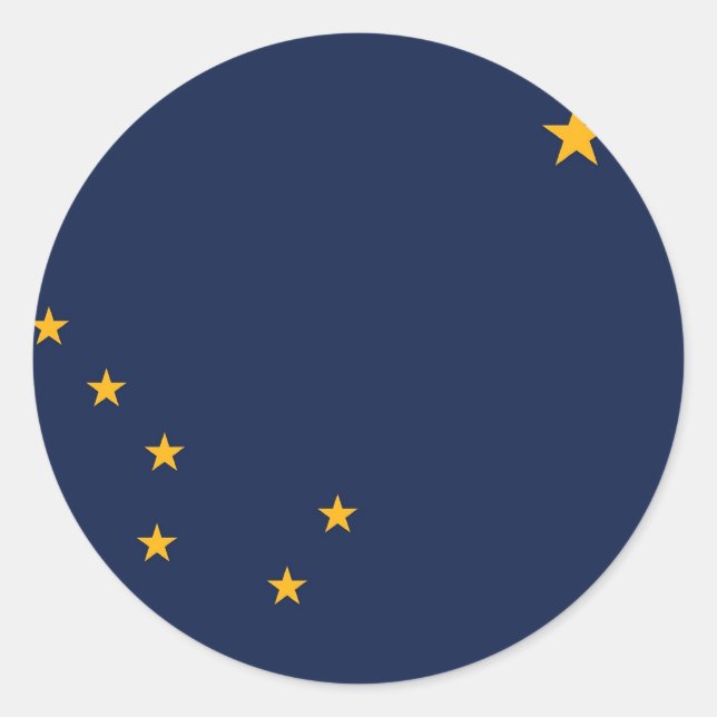 Adesivo Redondo Vinheta com Bandeira do Alasca (Frente)