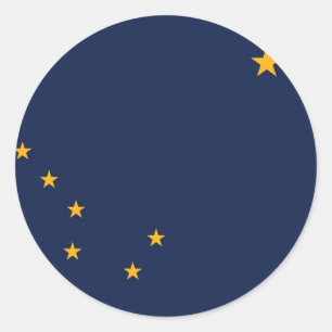 Adesivo Redondo Vinheta com Bandeira do Alasca