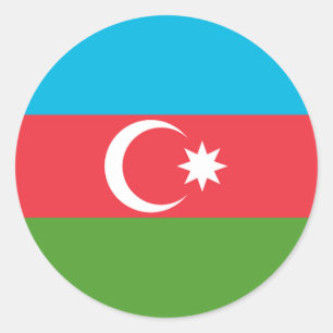 Adesivo Redondo Vinheta com bandeira do Azerbaijão