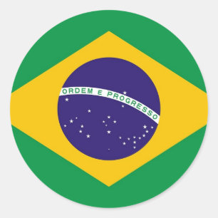Adesivo Redondo Vinheta com Bandeira do Brasil