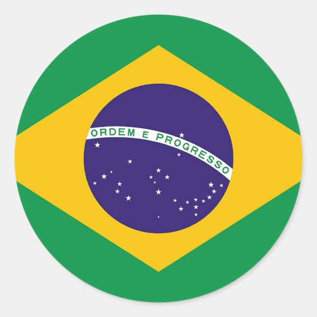 Adesivo Redondo Vinheta com Bandeira do Brasil (Frente)