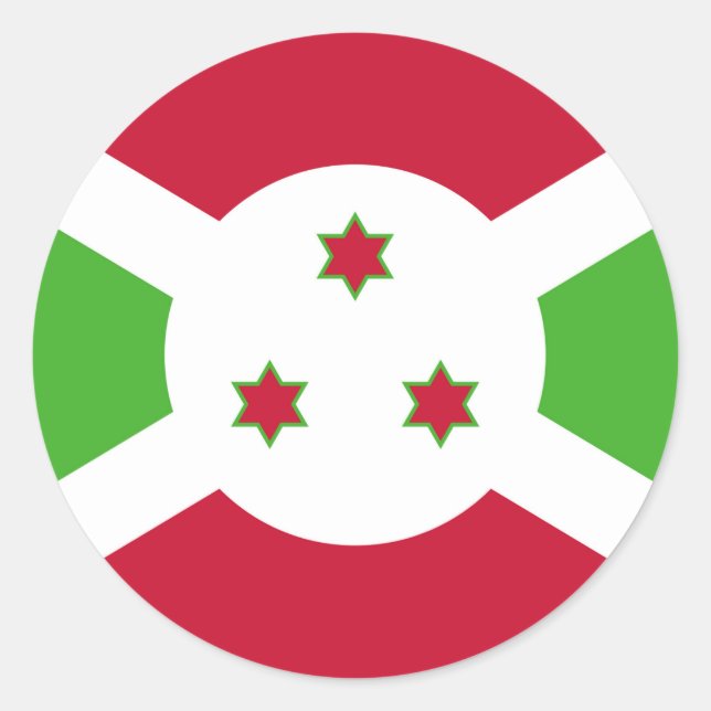 Adesivo Redondo Vinheta com Bandeira do Burundi (Frente)