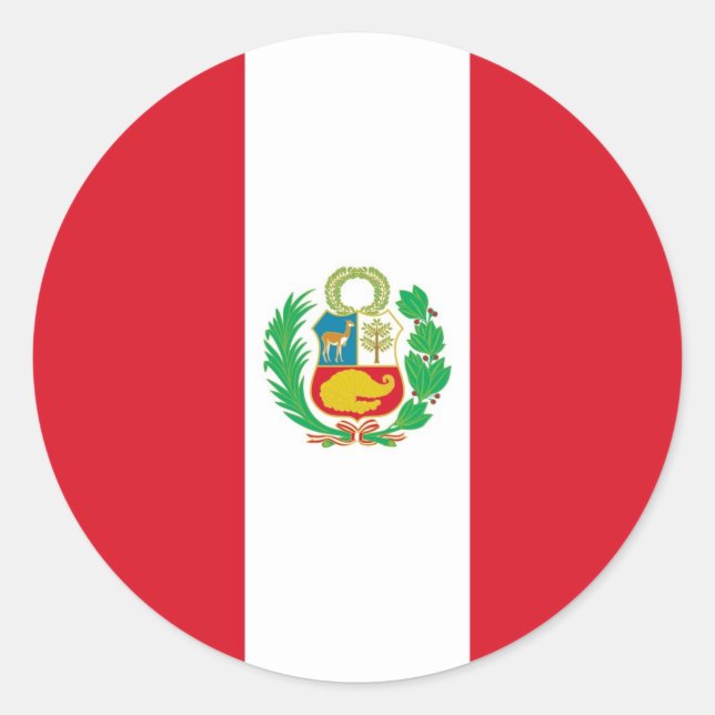 Adesivo Redondo Vinheta com bandeira do Peru (Frente)