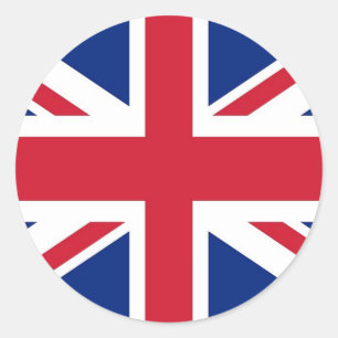 Adesivo Redondo Vinheta com bandeira do Reino Unido