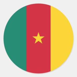 Adesivo Redondo Vinheta com bandeira dos Camarões