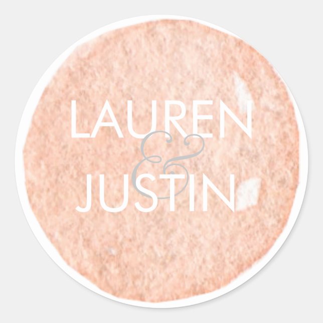 Adesivo Redondo vinheta com carimbo de aquarela Monograma Redondo (Frente)