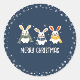 Adesivo Redondo Vinheta com coelhos vestindo lenços