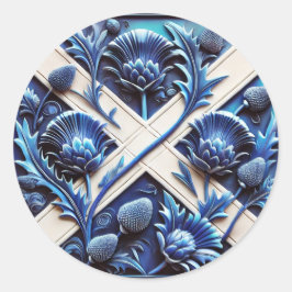 Adesivo Redondo Vinheta com Design de Atalhos Escoceses