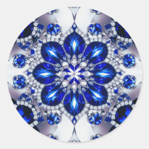 Adesivo Redondo Vinheta com Design de cor branca azul