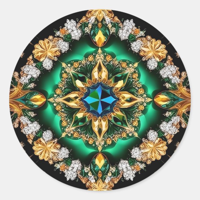 Adesivo Redondo Vinheta com Design de cores brasileiras (Frente)
