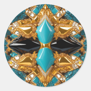 Adesivo Redondo Vinheta com Design de cores das Bahamas