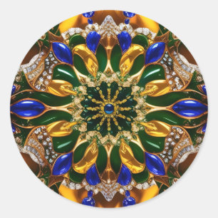 Adesivo Redondo Vinheta com Design de cores do Brasil