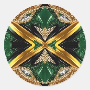 Adesivo Redondo Vinheta com Design de cores jamaicanas