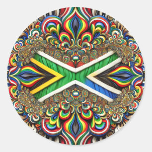 Adesivo Redondo Vinheta com Design de cores sul-africanas