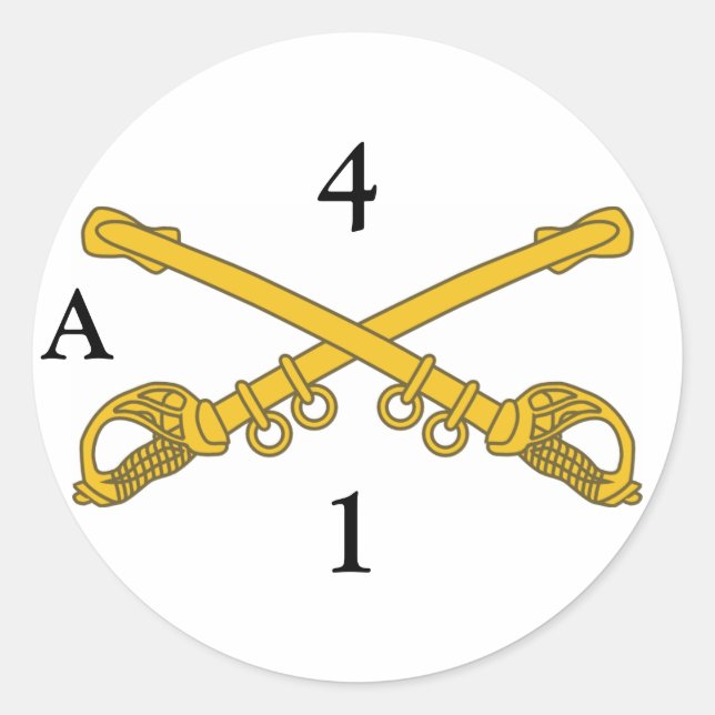 Adesivo Redondo Vinheta com insígnia 4cav, 4, 1, A (Frente)