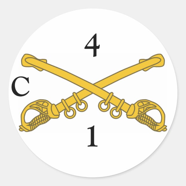 Adesivo Redondo Vinheta com insígnia 4cav, 4, 1, C (Frente)