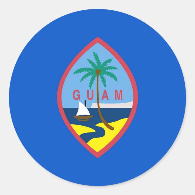 Adesivo Redondo Vinheta com Sinalizador de Guam (Frente)