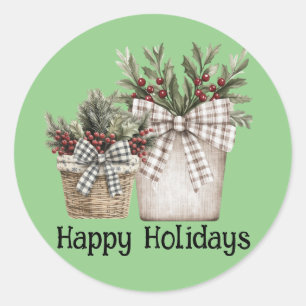 Adesivo Redondo Vinheta com tema natalino