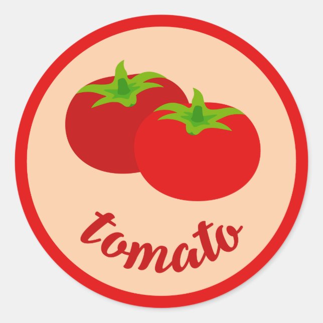 Adesivo Redondo Vinheta-comida de tomate vegetal (Frente)
