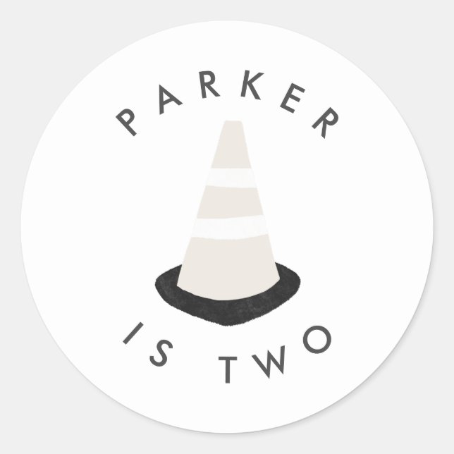 Adesivo Redondo Vinheta Cone de Festa de aniversário de Construção (Frente)