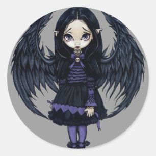 Adesivo Redondo Vinheta "Corações de Papel Roxo"