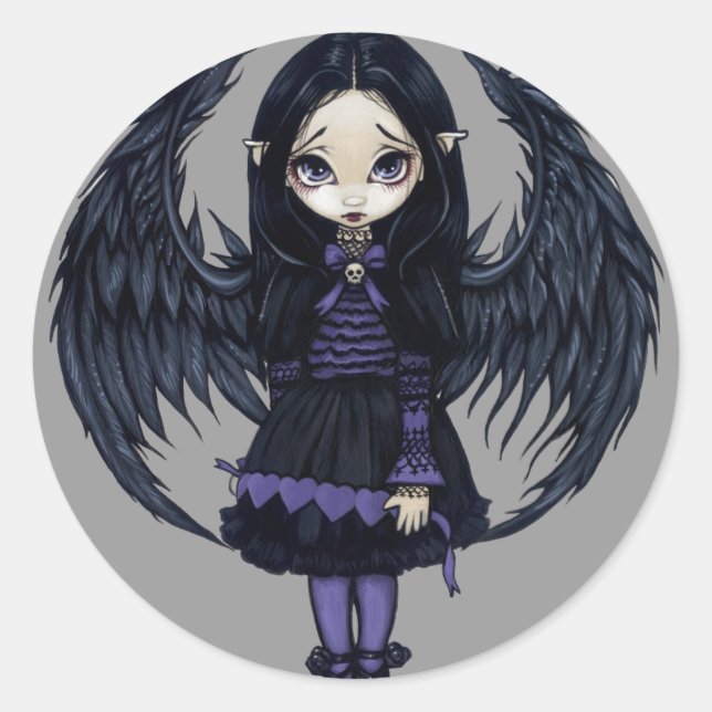 Adesivo Redondo Vinheta "Corações de Papel Roxo" (Frente)