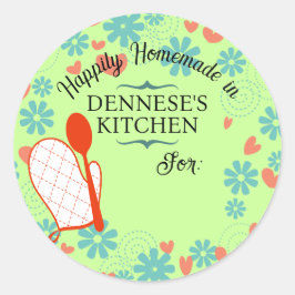 Adesivo Redondo Vinheta-cozinhar de madeira de luva de madeira