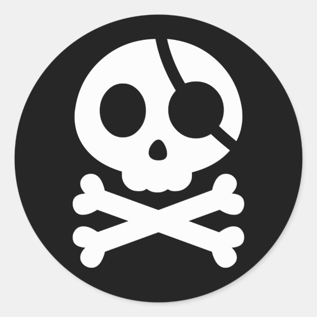 Adesivo Redondo Vinheta Crânio e Crossbones (Frente)