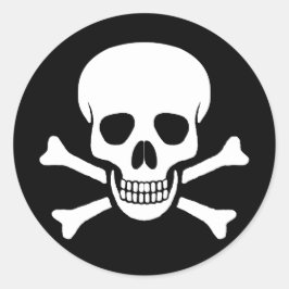 Adesivo Redondo Vinheta Crânio e Crossbones