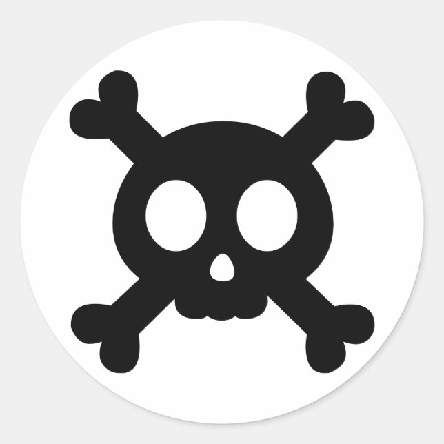 Adesivo Redondo Vinheta Crânio e Crossbones (Frente)