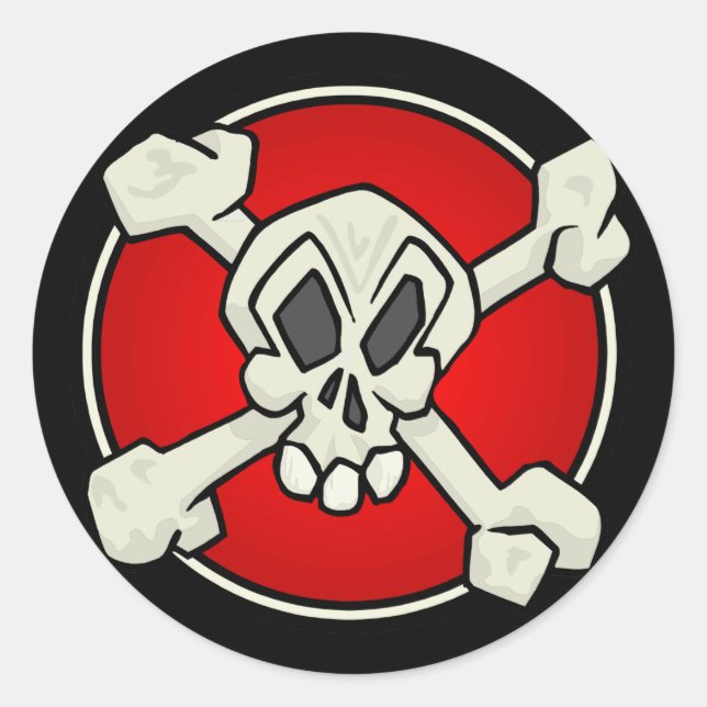 Adesivo Redondo Vinheta Crânio e Crossbones (Frente)