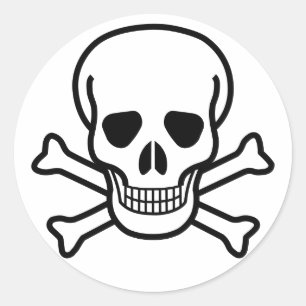 Adesivo Redondo Vinheta Crânio e Crossbones