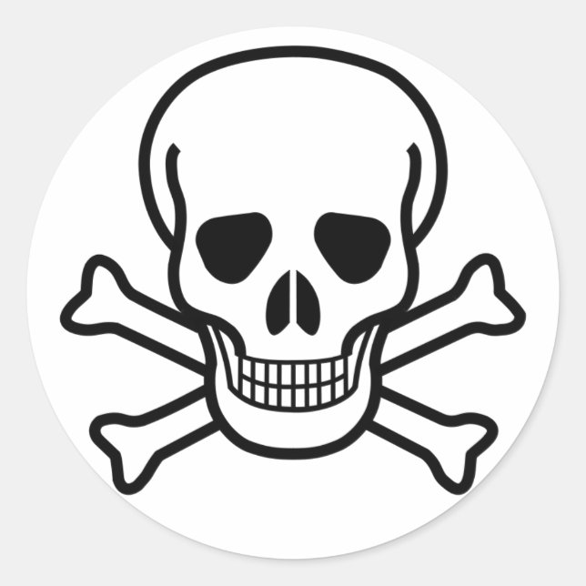 Adesivo Redondo Vinheta Crânio e Crossbones (Frente)