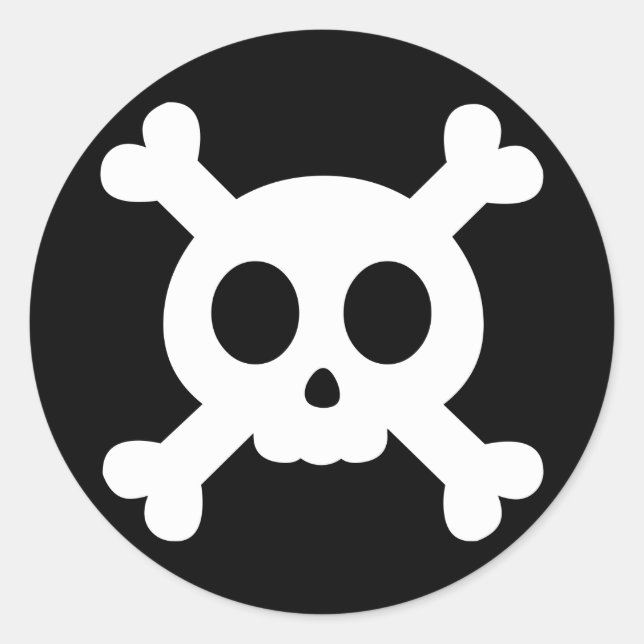 Adesivo Redondo Vinheta Crânio e Crossbones (Frente)