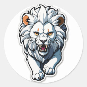Adesivo Redondo Vinheta-cubo-leão branco de carregamento