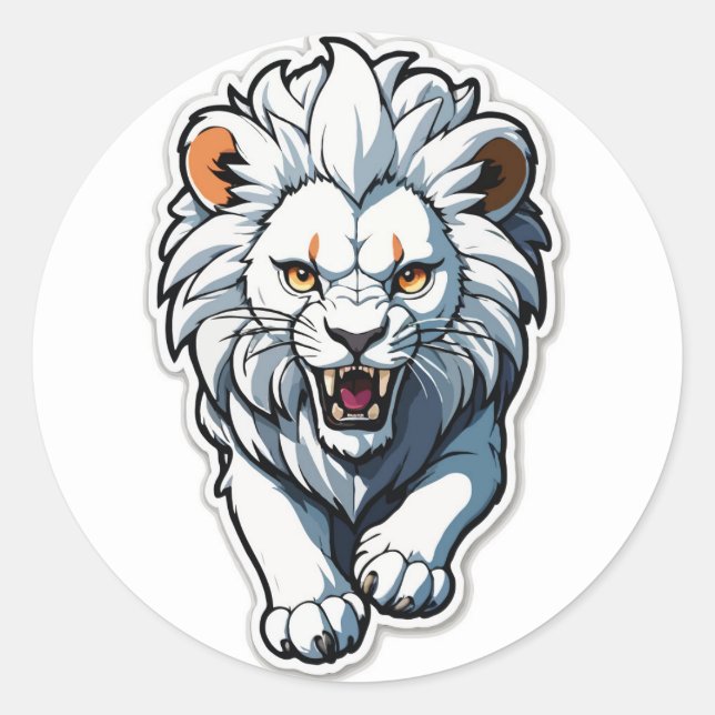 Adesivo Redondo Vinheta-cubo-leão branco de carregamento (Frente)